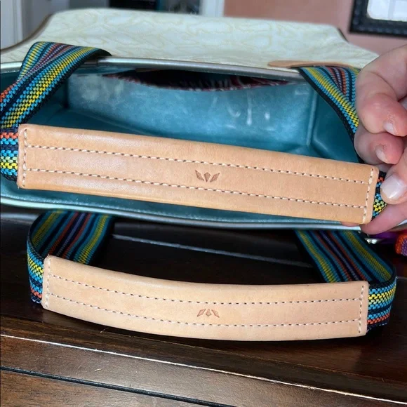 Consuela Teal and Cream Floral Tote - Picture 6 of 9